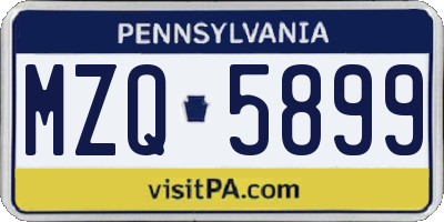 PA license plate MZQ5899