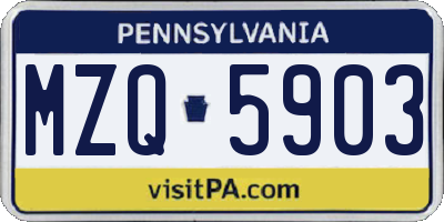 PA license plate MZQ5903