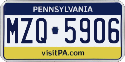 PA license plate MZQ5906