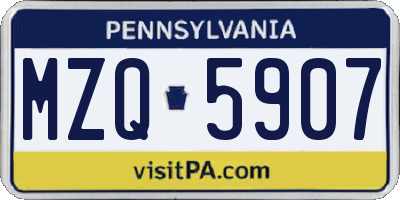 PA license plate MZQ5907