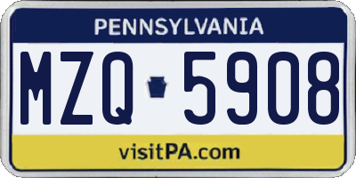 PA license plate MZQ5908