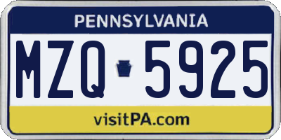 PA license plate MZQ5925