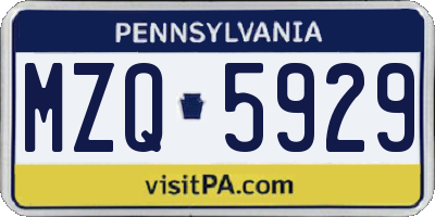 PA license plate MZQ5929