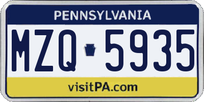 PA license plate MZQ5935