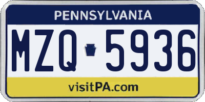 PA license plate MZQ5936