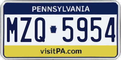 PA license plate MZQ5954