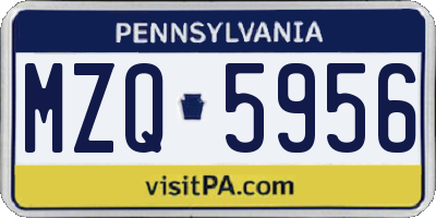 PA license plate MZQ5956