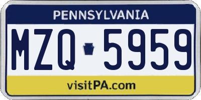 PA license plate MZQ5959