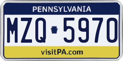 PA license plate MZQ5970