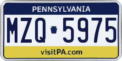 PA license plate MZQ5975