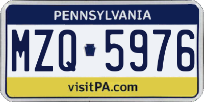 PA license plate MZQ5976