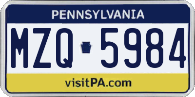 PA license plate MZQ5984