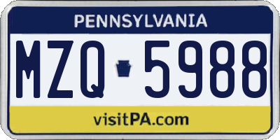 PA license plate MZQ5988