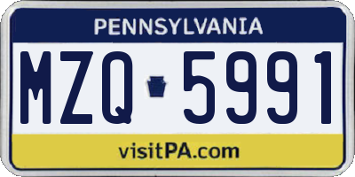 PA license plate MZQ5991