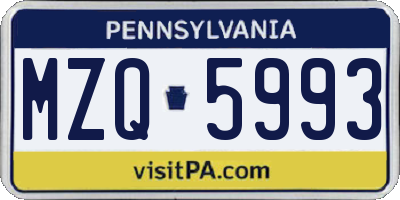 PA license plate MZQ5993
