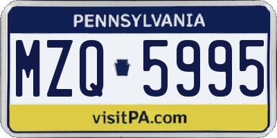 PA license plate MZQ5995