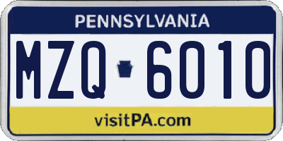 PA license plate MZQ6010