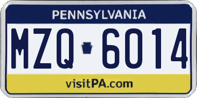 PA license plate MZQ6014