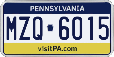 PA license plate MZQ6015