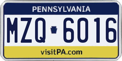 PA license plate MZQ6016