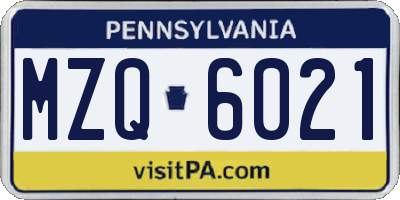 PA license plate MZQ6021