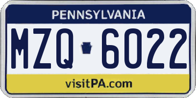PA license plate MZQ6022