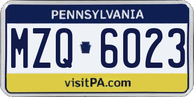 PA license plate MZQ6023