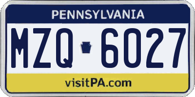 PA license plate MZQ6027