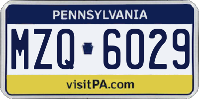 PA license plate MZQ6029