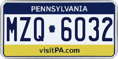 PA license plate MZQ6032