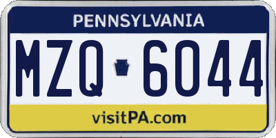 PA license plate MZQ6044