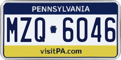 PA license plate MZQ6046