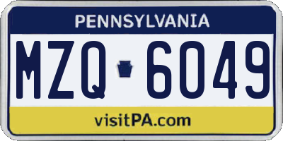 PA license plate MZQ6049
