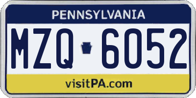 PA license plate MZQ6052
