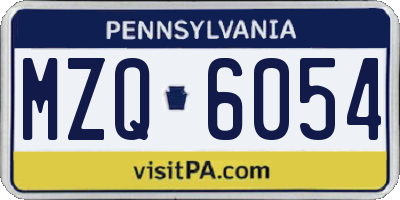 PA license plate MZQ6054