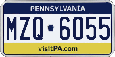 PA license plate MZQ6055