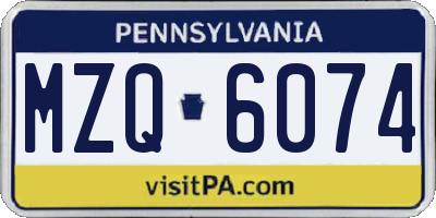 PA license plate MZQ6074