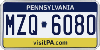 PA license plate MZQ6080