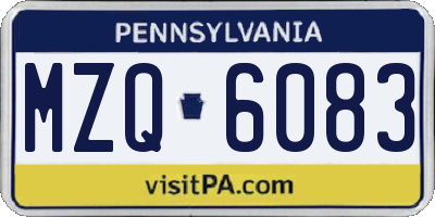 PA license plate MZQ6083