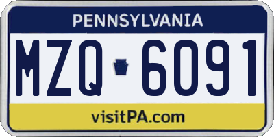PA license plate MZQ6091