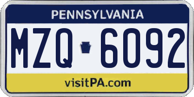 PA license plate MZQ6092