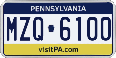 PA license plate MZQ6100