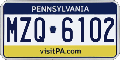 PA license plate MZQ6102