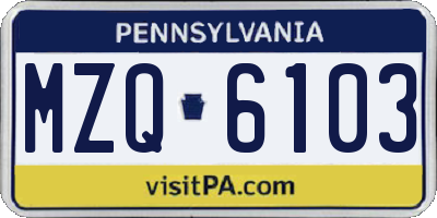 PA license plate MZQ6103