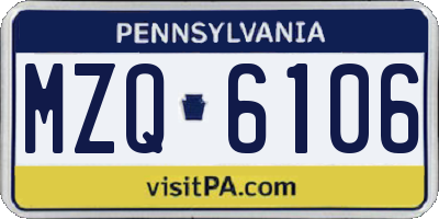 PA license plate MZQ6106