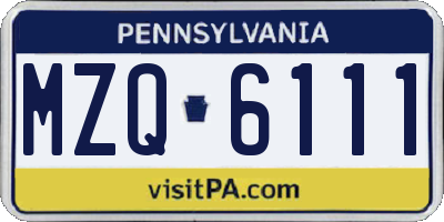 PA license plate MZQ6111