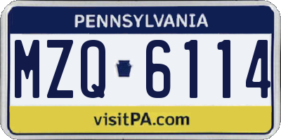 PA license plate MZQ6114