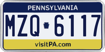 PA license plate MZQ6117