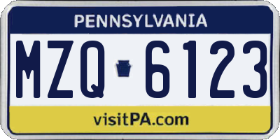 PA license plate MZQ6123