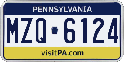 PA license plate MZQ6124